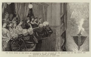 The Royal Boxes at the Opera at Copenhagen, on the Occasion of the Recent Visit of the Prince and Princess of Wales to Denmark by Sydney Prior Hall
