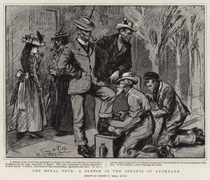 The Royal Tour, a Sketch in the Streets of Auckland by Sydney Prior Hall