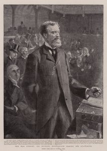 The War Budget, Sir Michael Hicks-Beach Making His Statement by Sydney Prior Hall