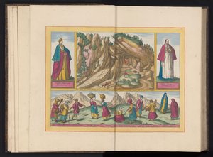 Landscape in the Sierra de Sant Adrian in Biscay and Various Inhabitants from Biscay La Sierra de Sant Adrian en Biscaia (...) (title on object) by Symon Novelanus (possibly)