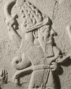 King Sulumeli pouring a libation with a god (detail) by Syrian Syrian