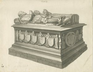 Penkridge Church - Tomb of Sir Edward Littleton: sepia drawing