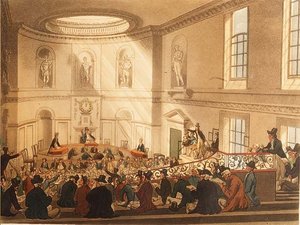 India House, the Sale Room, pub. by Ackermann by T. and Pugin A.C. Rowlandson