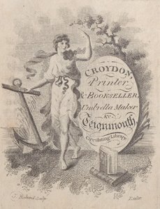 Trade Card for Croydon, Printer, Bookseller, and Umbrella Maker, 19th century by T. Rickard