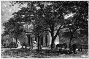 Legation of France entered Pekin (Beijing) in the 19th century. Engraving from a drawing by Taylor, from a photograph by Dr. Morache, in Le Tour du Monde, Nouveau journal des Voyages, edited by Edouard Charton, Paris