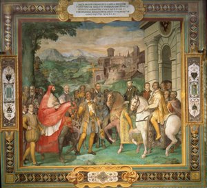 The meeting of Holy Roman Emperor Charles V and Alessandro Farnese in 1544