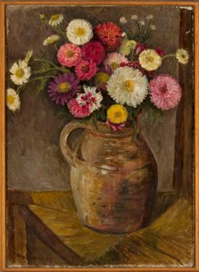 Asters and Zinnias in a Clay Jug by Tadeusz Makowski