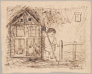 Child beneath a Cage with Rabbits by Tadeusz Makowski