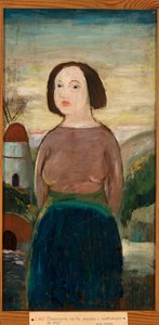 Girl Against a Landscape with a Windmill by Tadeusz Makowski