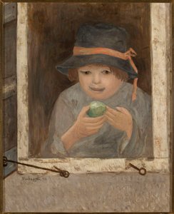 Girl with an Apple in the Window by Tadeusz Makowski