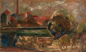Landscape with Factory Chimney by Tadeusz Makowski