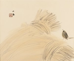 Wren on Corn Stook by Takeuchi Seiko