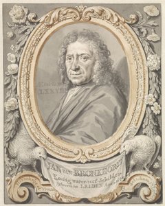 Portrait of Johannes (Jan) van Bronkhorst in a Frame with Flowers and Two Birds by Tako Hajo Jelgersma