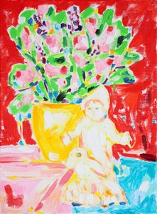 Vibrant Flowers and Doll by Tamara Jare