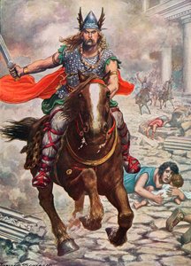 Attila the Hun Raising Aquila to the Ground by Tancredi Scarpelli