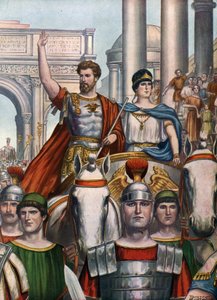 Roman Antiquity: Emperor Septimius Severus (145-211) returns to Rome with his wife Julia Domna (170-217) in 193 AD