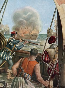 Second Voyage of Vasco de Gama: Naval Battle Between the Portuguese Fleet and That of Calicut by Tancredi Scarpelli