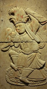 Terracotta stele with dancer, Tang Dynasty (618-907), discovered in Shaanxi Province, Steles Forest Museum in Xian (Photography, Leonard de Selva, China, 2006) by Tang Dynasty Chinese School