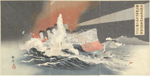 Our Torpedo Boats Hayatori and Asagiri Destroy Enemy Ships During a Snowstorm in Port Arthur
