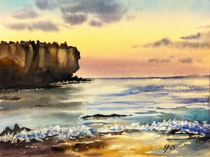 Golden Hour Ocean Cliffs by Tanya Lundmark