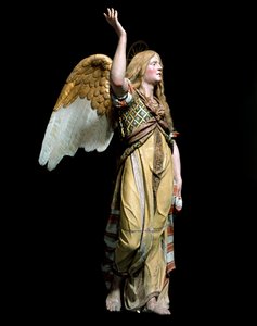 Angel announcing to Joseph the birth of Jesus. Sculpture by Tanzio da Varallo. Varallo, chapel IV, Sacro Monte by Tanzio da Varallo