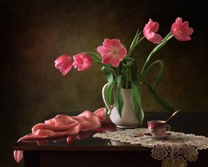 Elegant Pink Tulips by Tatyana Skorokhod