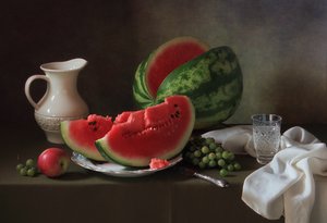 Fresh Watermelon and Grapes by Tatyana Skorokhod