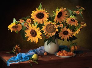 Warm Sunflower Still Life by Tatyana Skorokhod