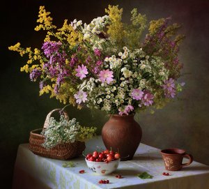Wildflowers and Summer Berries by Tatyana Skorokhod
