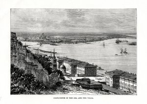 Confluence of the Oka and the Volga, Russia, 1879 by Taylor