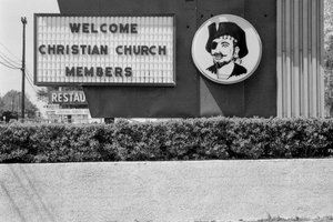 Ironic Sign Welcoming Christians with a Pirate Face, Virginia by Ted Spiegel