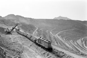 Loading copper ore at Morenci mine for Phelps Dodge Smelter Douglas Arizona