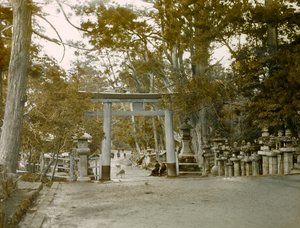 Entrance to the Lantern Shrine in Kasuga Taisha Park, Nara, circa 1900 - 1915
