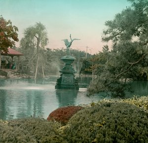 View of the Crane Fountain in Hibiya Park, Tokyo, circa 1900 - 1915 by Teijiro Takagi
