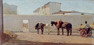 One Spring Morning. The White Wall by Telemaco Signorini