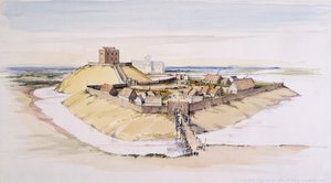 York Castle as it might have looked soon after construction, with the Minster beyond, 1985 by Terry Ball