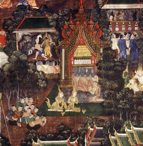 Crowd Watching Theatrical and Puppet Performances on the Occasion of the Funeral of the Buddha (Detail)
