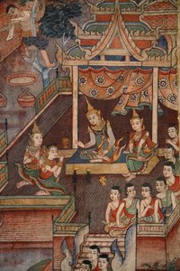 Detail from a mural in the Viharn laikam at Wat Phra Singh by Thai School