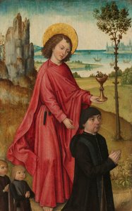A Donor and his Two Sons with Saint John the Evangelist, Inner Left Wing of a Triptych