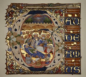 Dormition of the Virgin, from a gradual of Santa Mattia in Murano, Venice, c.1450 by The Master of the Murano Gradual