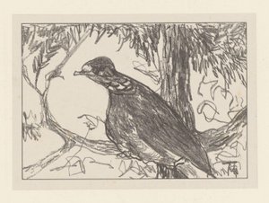 Wood pigeon in tree by Theo van Hoytema