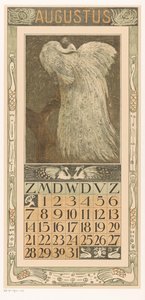 Calendar Page August with White Peacock by Theo van Hoytema