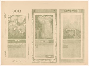 Calendars for July, August and November 1910 by Theo van Hoytema