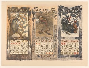 Calendars for October, September, and December 1903 by Theo van Hoytema