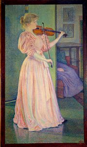 Portrait of Irma Sethe playing the violin
