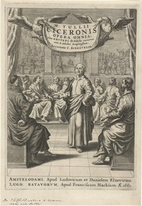 Cicero and Discussing Figures (Title Page for: Cicero, Opera Omnia, 1661) by Theodor Matham