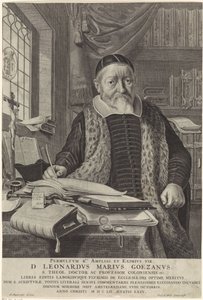 Portrait of Leonard Marius van der Goes in a Study Room by Theodor Matham