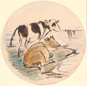 Calves on Saltholm (Draft for Ceramic Dish)
