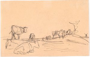 Landscape with Lying and Standing Cows
