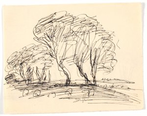 Landscape Sketch with Large Trees by Theodor Philipsen